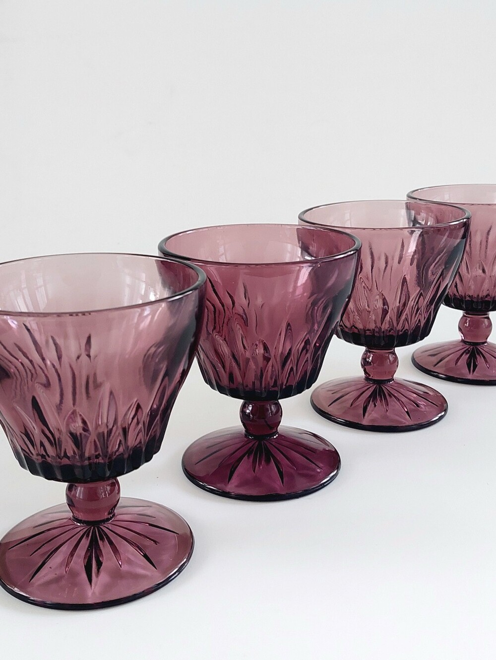 Vintage Hazel Atlas Moroccan Amethyst Sherbet Goblets Mid Century Dessert Cups S